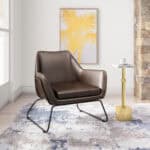 Modern Brown Faux Leather Accent Chair with Steel Base 11 Modern Brown Faux Leather Accent Chair with Steel Base