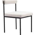 Ivory Shearling Style Dining Chair with Black Steel Frame 8 Ivory Shearling Style Dining Chair with Black Steel Frame