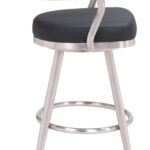 Modern Black Swivel Barstool with Brushed Steel Frame