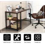 55 Inch Adjustable Computer Desk with Storage Shelves Coffee 26 55 Inch Adjustable Computer Desk with Storage Shelves Coffee