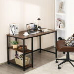 55 Inch Adjustable Computer Desk with Storage Shelves Coffee 27 55 Inch Adjustable Computer Desk with Storage Shelves Coffee