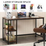 55 Inch Adjustable Computer Desk with Storage Shelves Coffee 23 55 Inch Adjustable Computer Desk with Storage Shelves Coffee