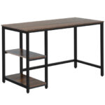 55 Inch Adjustable Computer Desk with Storage Shelves Coffee 24 55 Inch Adjustable Computer Desk with Storage Shelves Coffee