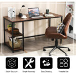 55 Inch Adjustable Computer Desk with Storage Shelves Coffee 16 55 Inch Adjustable Computer Desk with Storage Shelves Coffee