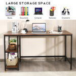 55 Inch Adjustable Computer Desk with Storage Shelves Coffee 19 55 Inch Adjustable Computer Desk with Storage Shelves Coffee