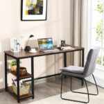 55 Inch Adjustable Computer Desk with Storage Shelves Coffee 20 55 Inch Adjustable Computer Desk with Storage Shelves Coffee