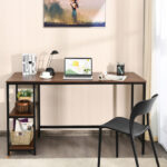 55 Inch Adjustable Computer Desk with Storage Shelves Coffee 21 55 Inch Adjustable Computer Desk with Storage Shelves Coffee