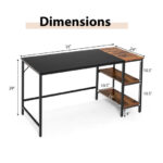 55 Inch Industrial Writing Desk with Storage Shelves and Tower Space