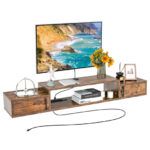 55 Inch Wall-Mounted Floating TV Stand with Power Outlet