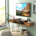 55 Inch Wall-Mounted Floating TV Stand with Power Outlet