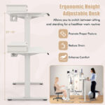 55 Inch x 24 Inch Height Adjustable Electric Standing Desk with Drawers and Monitor Shelf