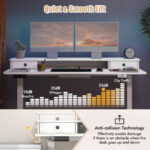 55 Inch x 24 Inch Height Adjustable Electric Standing Desk with Drawers and Monitor Shelf