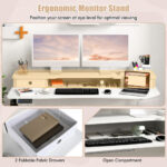 55 Inch x 24 Inch Height Adjustable Electric Standing Desk with Drawers and Monitor Shelf