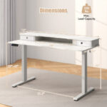 55 Inch x 24 Inch Height Adjustable Electric Standing Desk with Drawers and Monitor Shelf