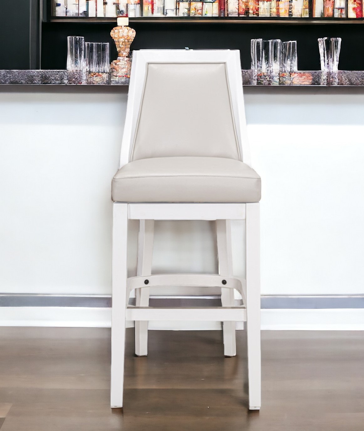 31-Inch Gray and White Modern Swivel Bar Stool 1 31-Inch Gray and White Modern Swivel Bar Stool