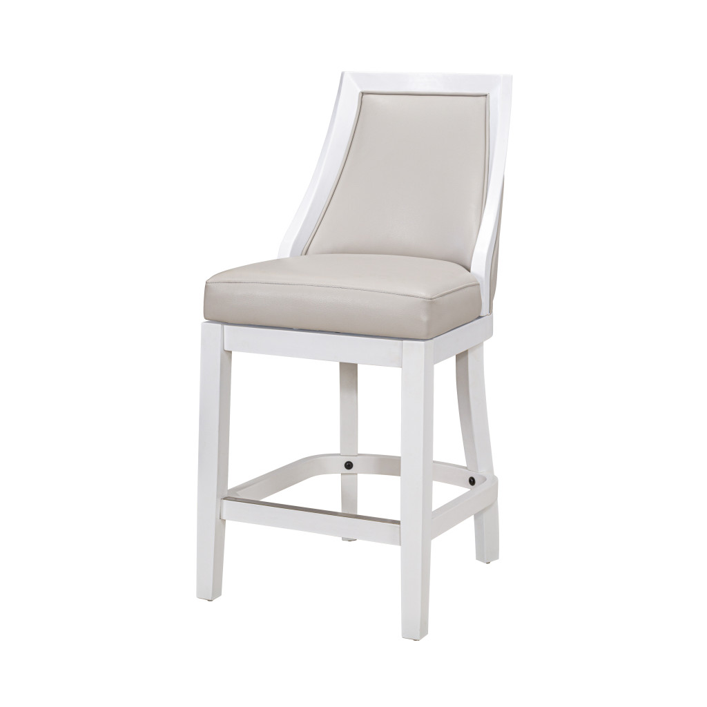 26 Inch Gray and White Swivel Counter Height Bar Stool 3 26 Inch Gray and White Swivel Counter Height Bar Stool - Image 3