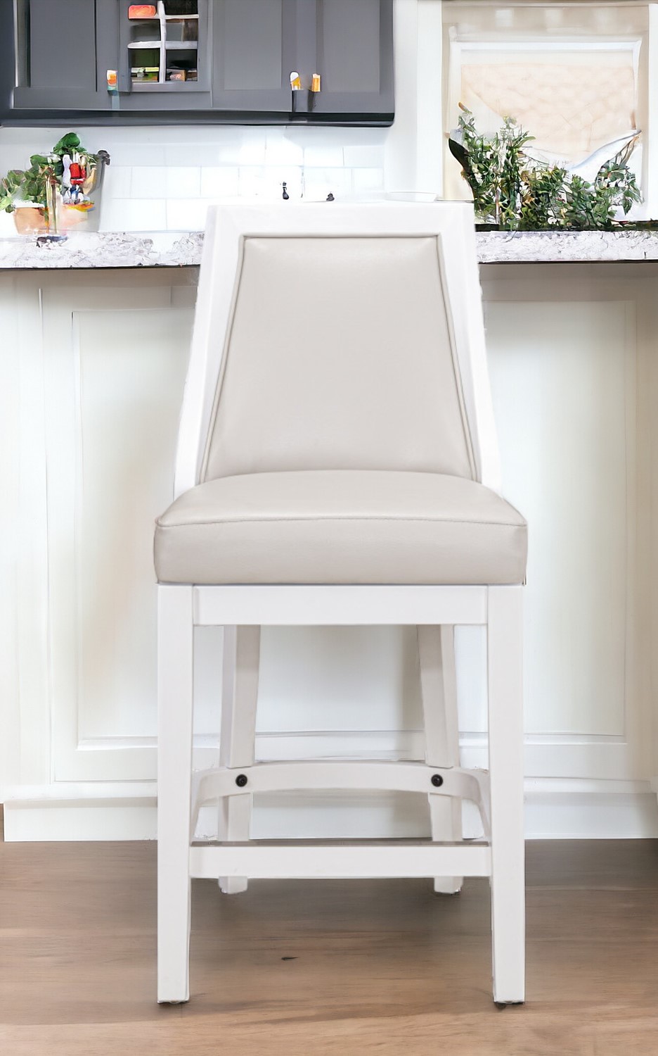 26 Inch Gray and White Swivel Counter Height Bar Stool 1 26 Inch Gray and White Swivel Counter Height Bar Stool