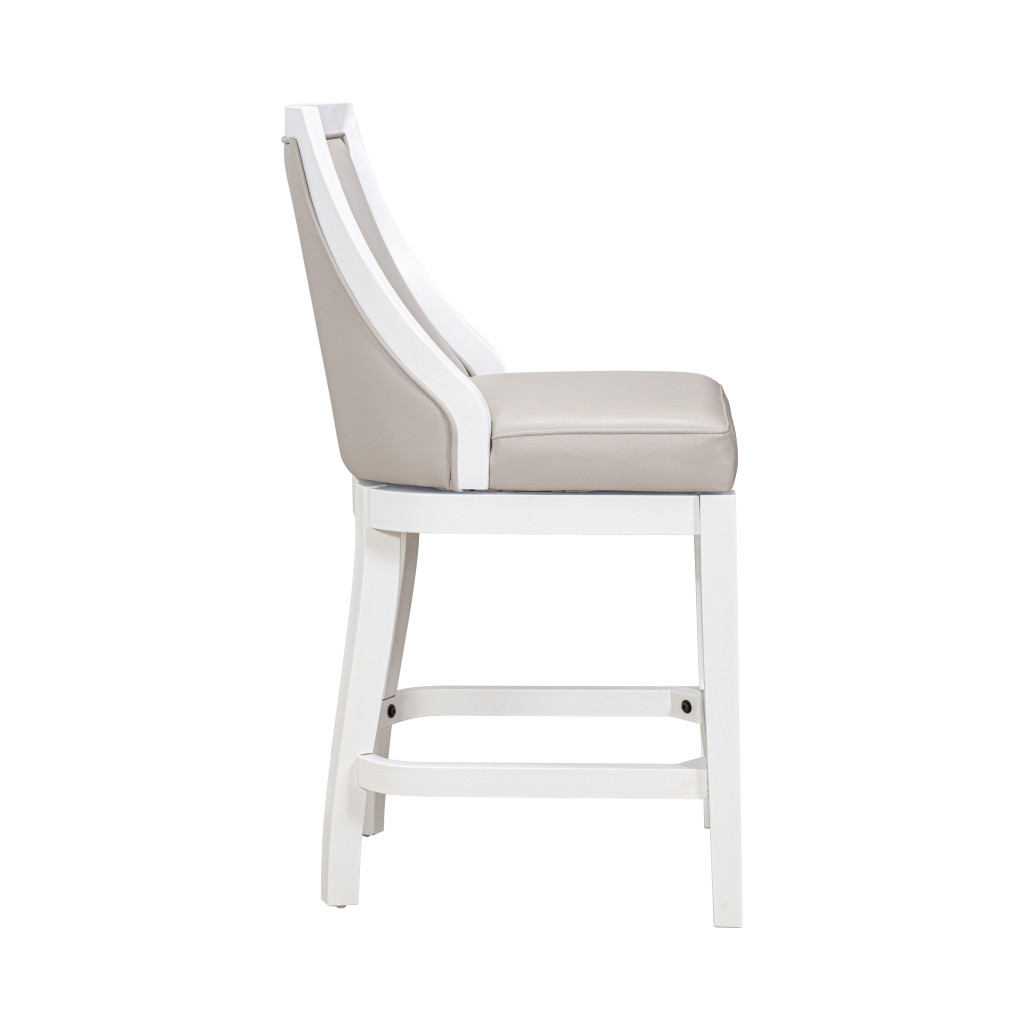 26 Inch Gray and White Swivel Counter Height Bar Stool 4 26 Inch Gray and White Swivel Counter Height Bar Stool - Image 4