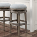 31 Inch Gray Wood Swivel Backless Bar Height Bar Stool