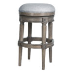 31 Inch Gray Wood Swivel Backless Bar Height Bar Stool