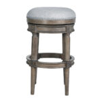 31 Inch Gray Wood Swivel Backless Bar Height Bar Stool