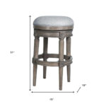 31 Inch Gray Wood Swivel Backless Bar Height Bar Stool
