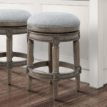 26-Inch Gray Wood Swivel Backless Counter Height Bar Stool 14 26-Inch Gray Wood Swivel Backless Counter Height Bar Stool