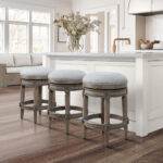 26-Inch Gray Wood Swivel Backless Counter Height Bar Stool 15 26-Inch Gray Wood Swivel Backless Counter Height Bar Stool