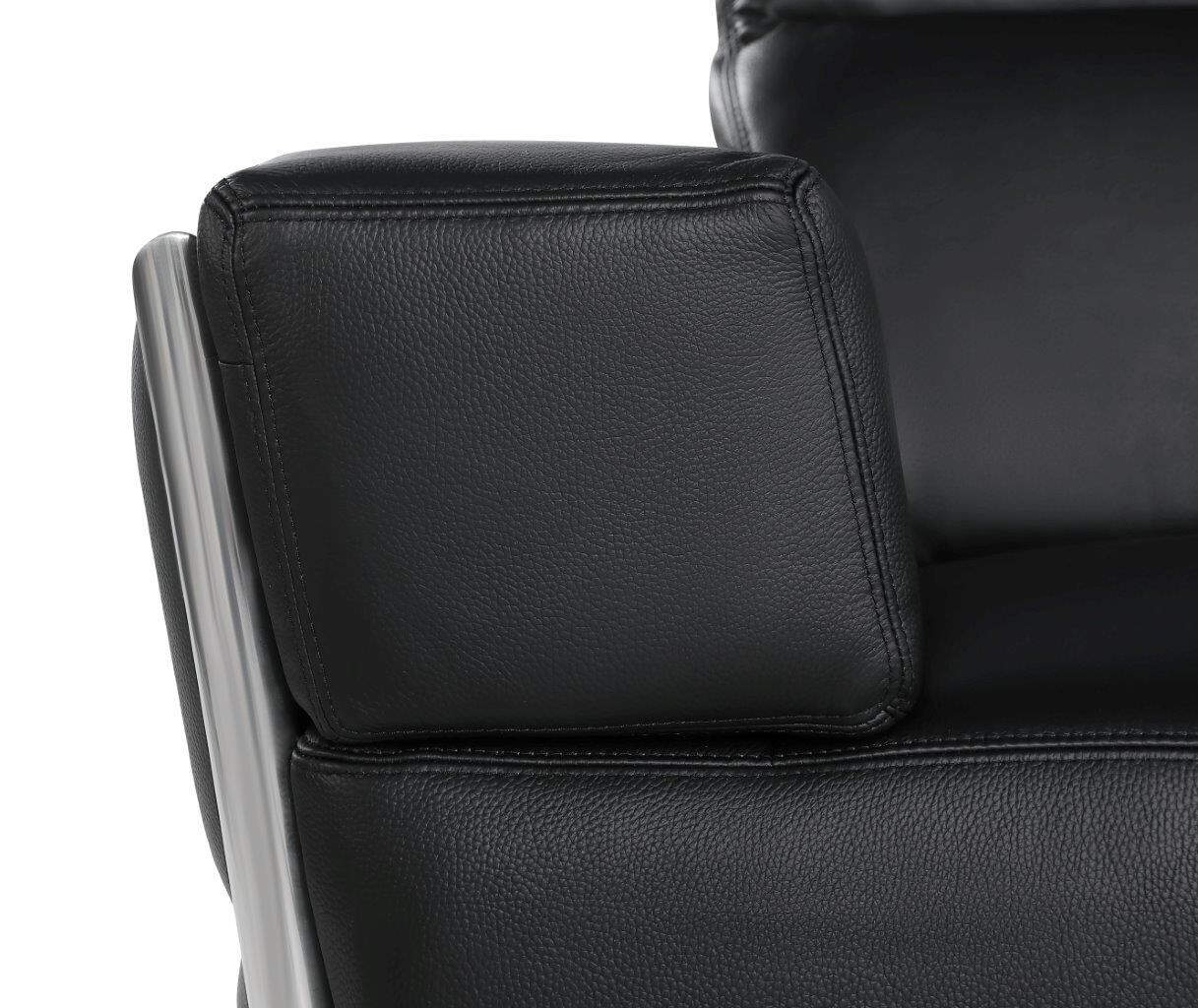 Black and Silver Italian Leather Loveseat with Square Arms 9 Black and Silver Italian Leather Loveseat with Square Arms - Image 9