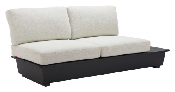Beige Outdoor Loveseat with Table and Weather Resistant Frame