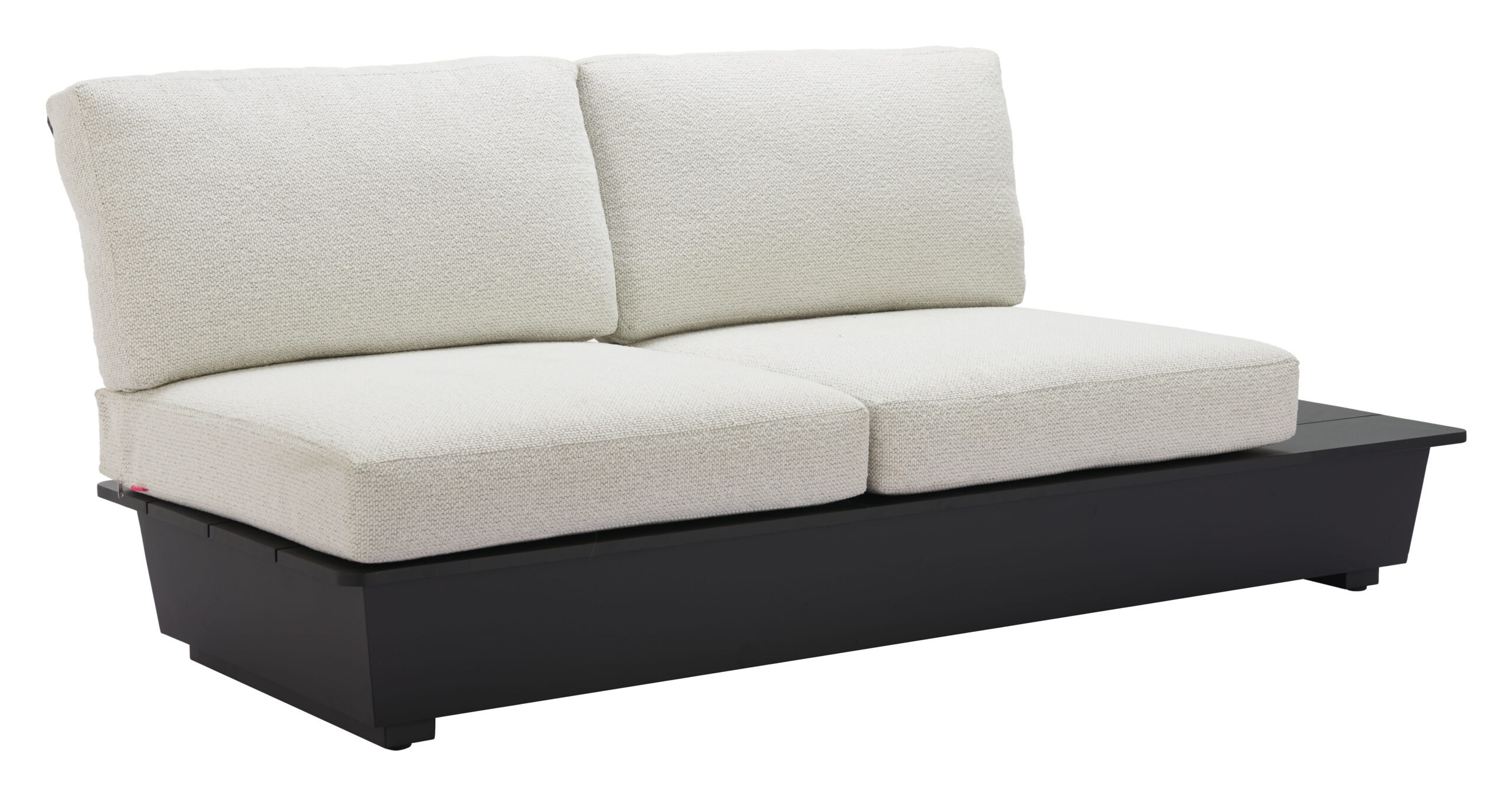 Beige Outdoor Loveseat with Table and Weather Resistant Frame