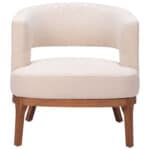 Beige Accent Chair with Wood Base and Durable Vinyl Upholstery 14 Beige Accent Chair with Wood Base and Durable Vinyl Upholstery