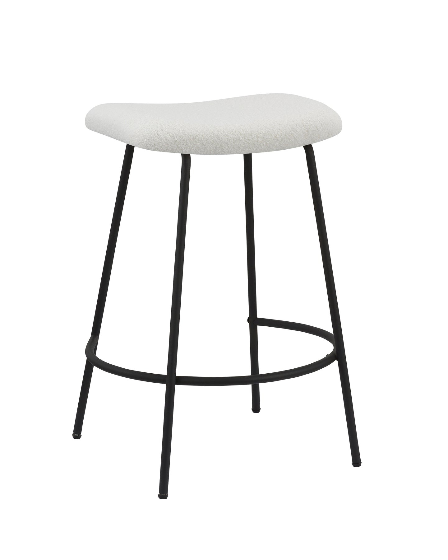 26 Inch White Faux Sherpa Backless Bar Stools (Set of 2) 3 26 Inch White Faux Sherpa Backless Bar Stools (Set of 2) - Image 3