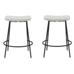 26 Inch White Faux Sherpa Backless Bar Stools (Set of 2) 9 26 Inch White Faux Sherpa Backless Bar Stools (Set of 2)