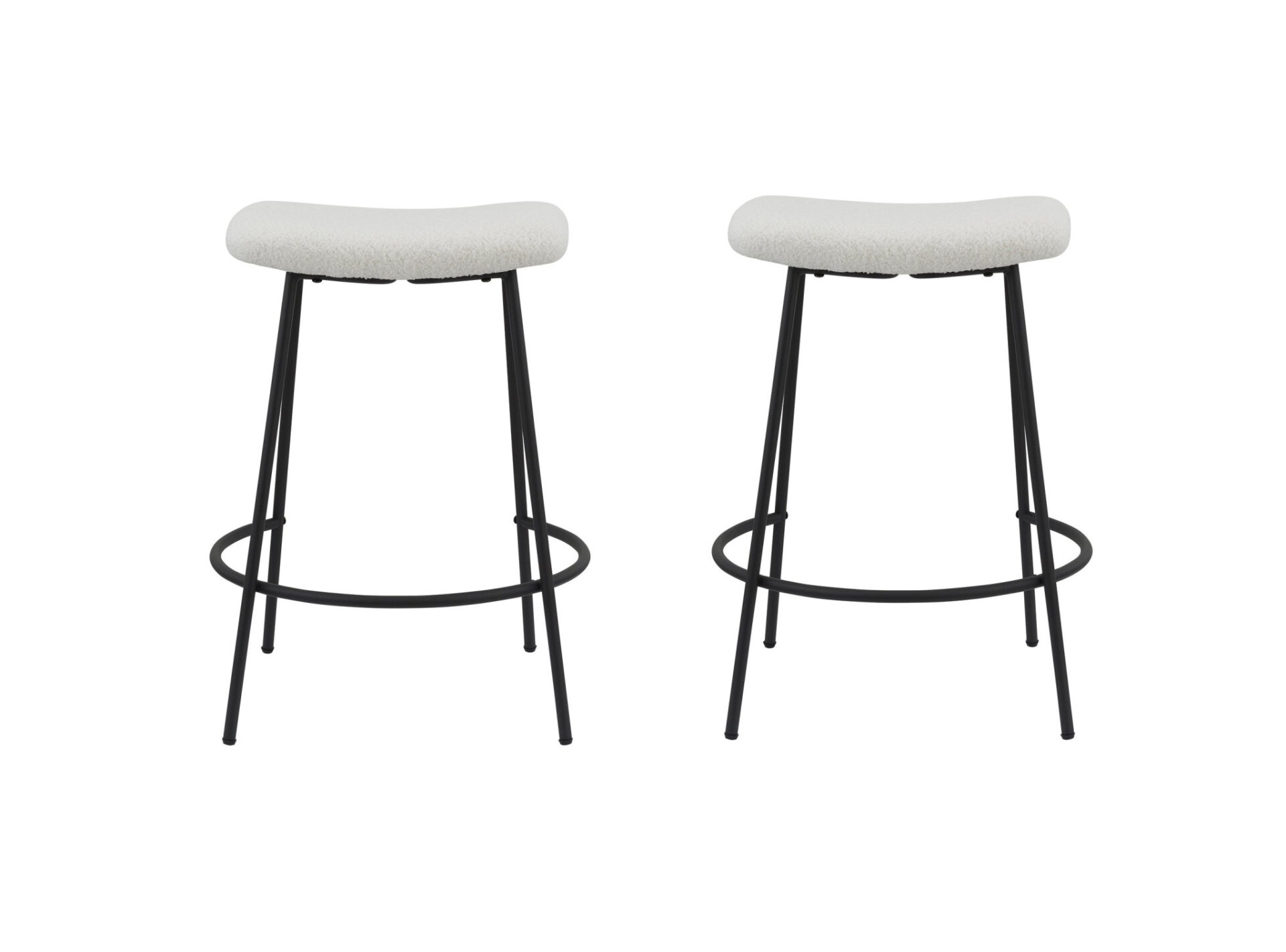 26 Inch White Faux Sherpa Backless Bar Stools (Set of 2) 2 26 Inch White Faux Sherpa Backless Bar Stools (Set of 2) - Image 2