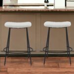 26 Inch White Faux Sherpa Backless Bar Stools (Set of 2) 8 26 Inch White Faux Sherpa Backless Bar Stools (Set of 2)