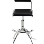 Adjustable Black and Silver Modern Low Back Bar Stools (Set of 2)