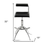Adjustable Black and Silver Modern Low Back Bar Stools (Set of 2)