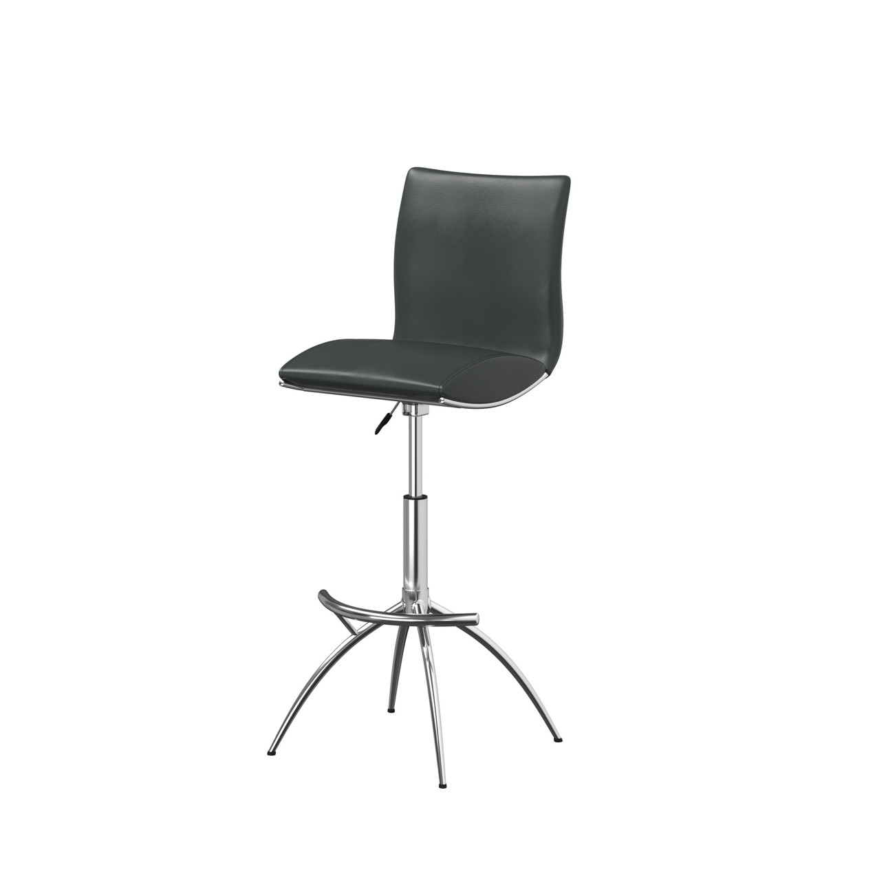 26-30 Inch Adjustable Gray Faux Leather Modern Bar Stools (Set of 2) 2 26-30 Inch Adjustable Gray Faux Leather Modern Bar Stools (Set of 2) - Image 2