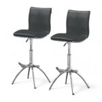 26-30 Inch Adjustable Gray Faux Leather Modern Bar Stools (Set of 2) 7 26-30 Inch Adjustable Gray Faux Leather Modern Bar Stools (Set of 2)