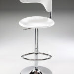 Adjustable White Faux Leather and Silver Metal Modern Bar Stool 9 Adjustable White Faux Leather and Silver Metal Modern Bar Stool