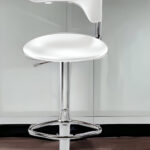 Adjustable White Faux Leather and Silver Metal Modern Bar Stool 6 Adjustable White Faux Leather and Silver Metal Modern Bar Stool
