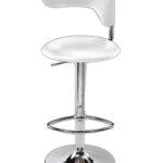Adjustable White Faux Leather and Silver Metal Modern Bar Stool 7 Adjustable White Faux Leather and Silver Metal Modern Bar Stool