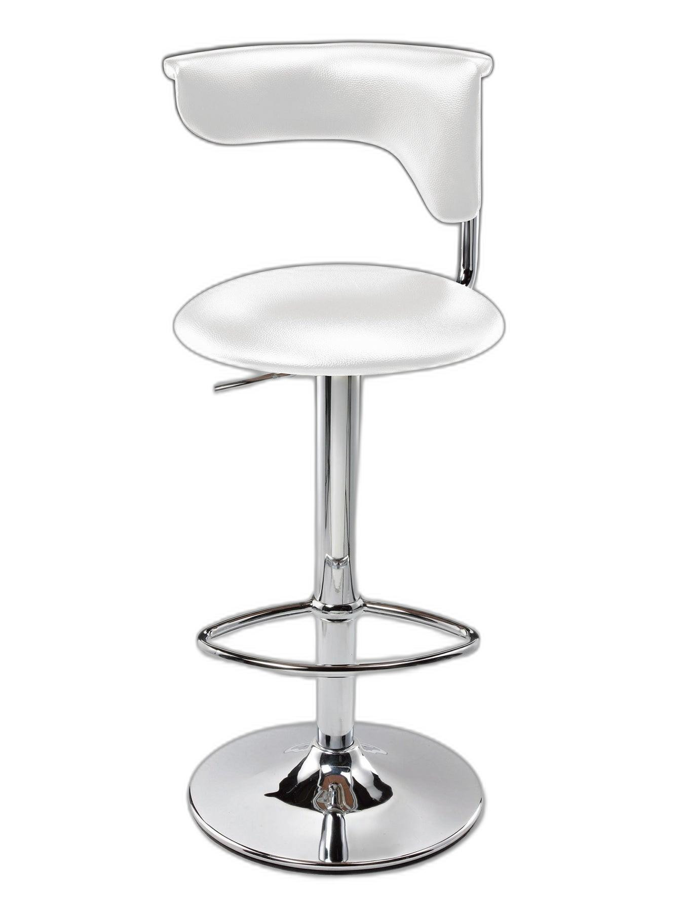 Adjustable White Faux Leather and Silver Metal Modern Bar Stool 2 Adjustable White Faux Leather and Silver Metal Modern Bar Stool - Image 2