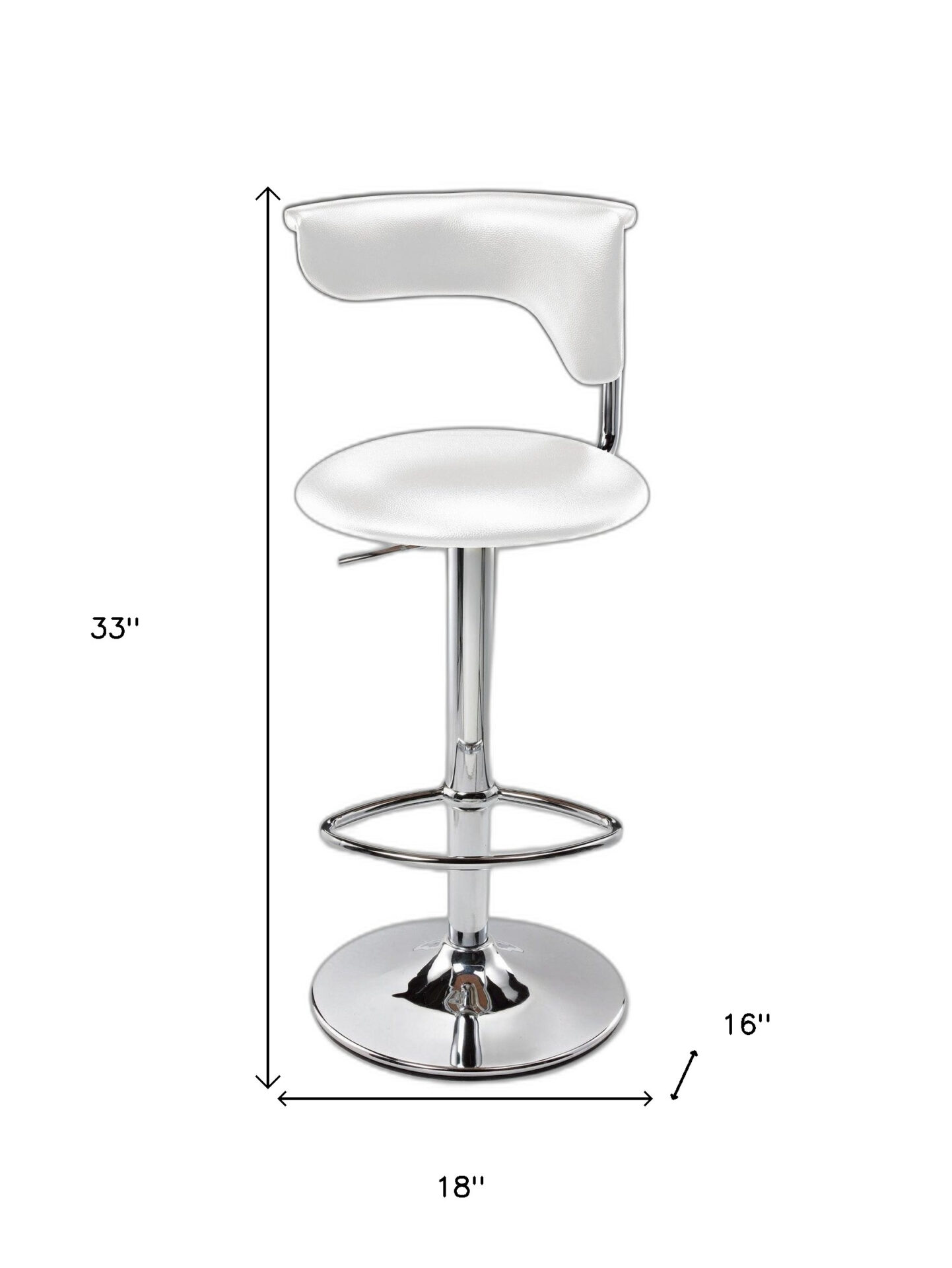 Adjustable White Faux Leather and Silver Metal Modern Bar Stool 5 Adjustable White Faux Leather and Silver Metal Modern Bar Stool - Image 5