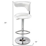 Adjustable White Faux Leather and Silver Metal Modern Bar Stool 10 Adjustable White Faux Leather and Silver Metal Modern Bar Stool