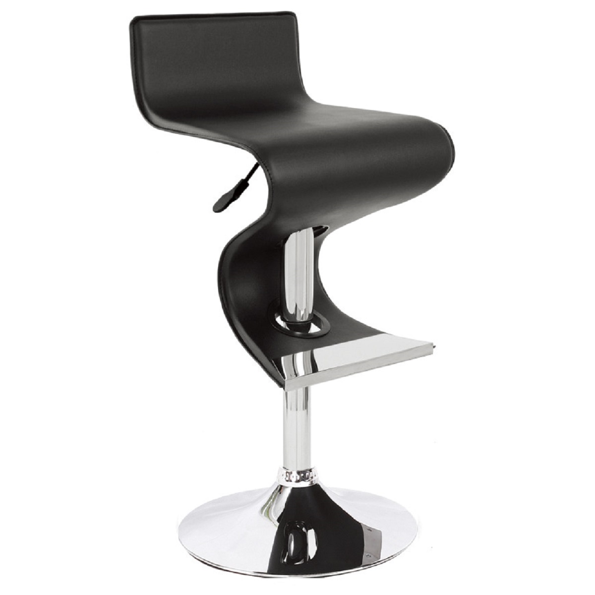28-Inch Adjustable Modern Black And Silver Faux Leather Bar Stool 2 28-Inch Adjustable Modern Black And Silver Faux Leather Bar Stool - Image 2