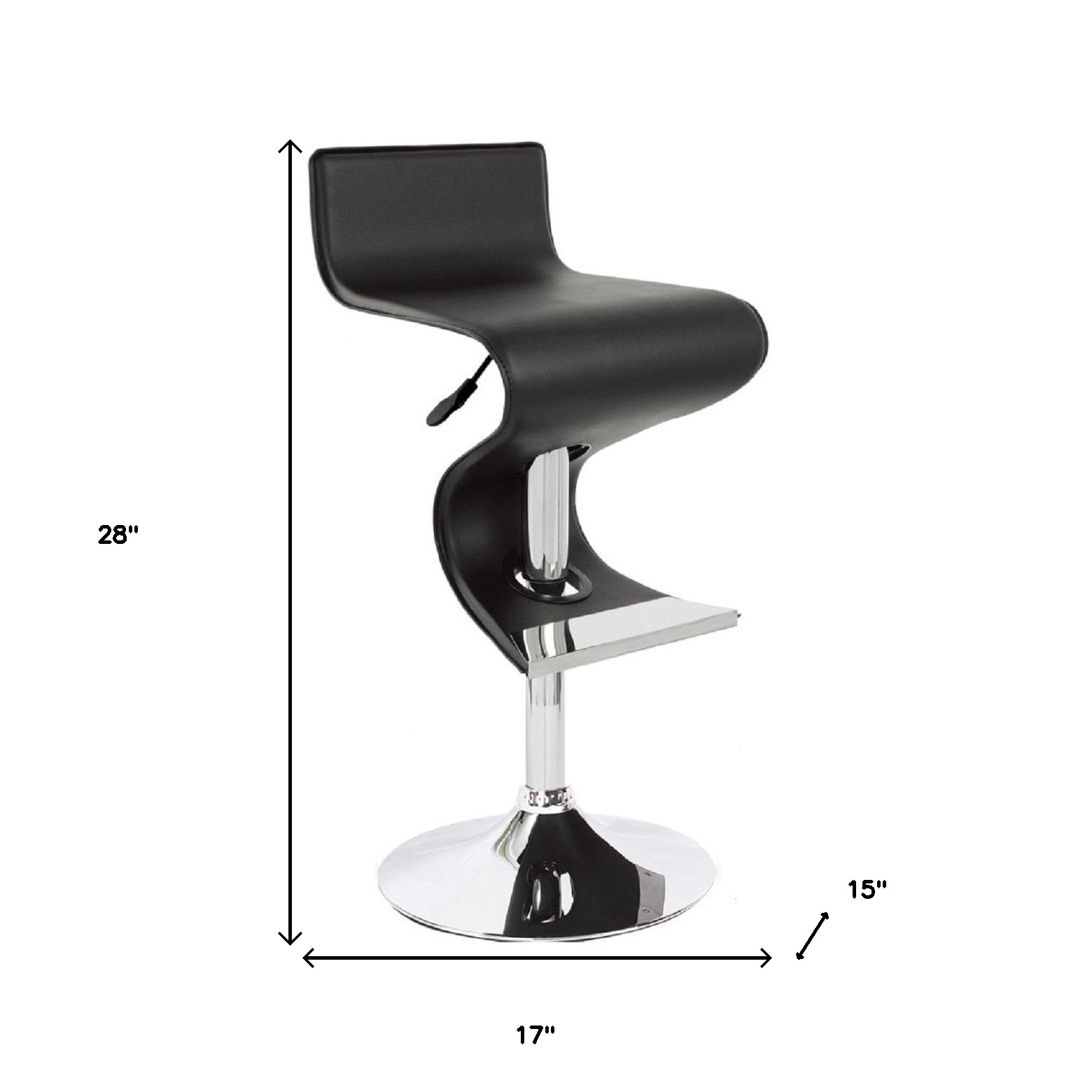 28-Inch Adjustable Modern Black And Silver Faux Leather Bar Stool 5 28-Inch Adjustable Modern Black And Silver Faux Leather Bar Stool - Image 5