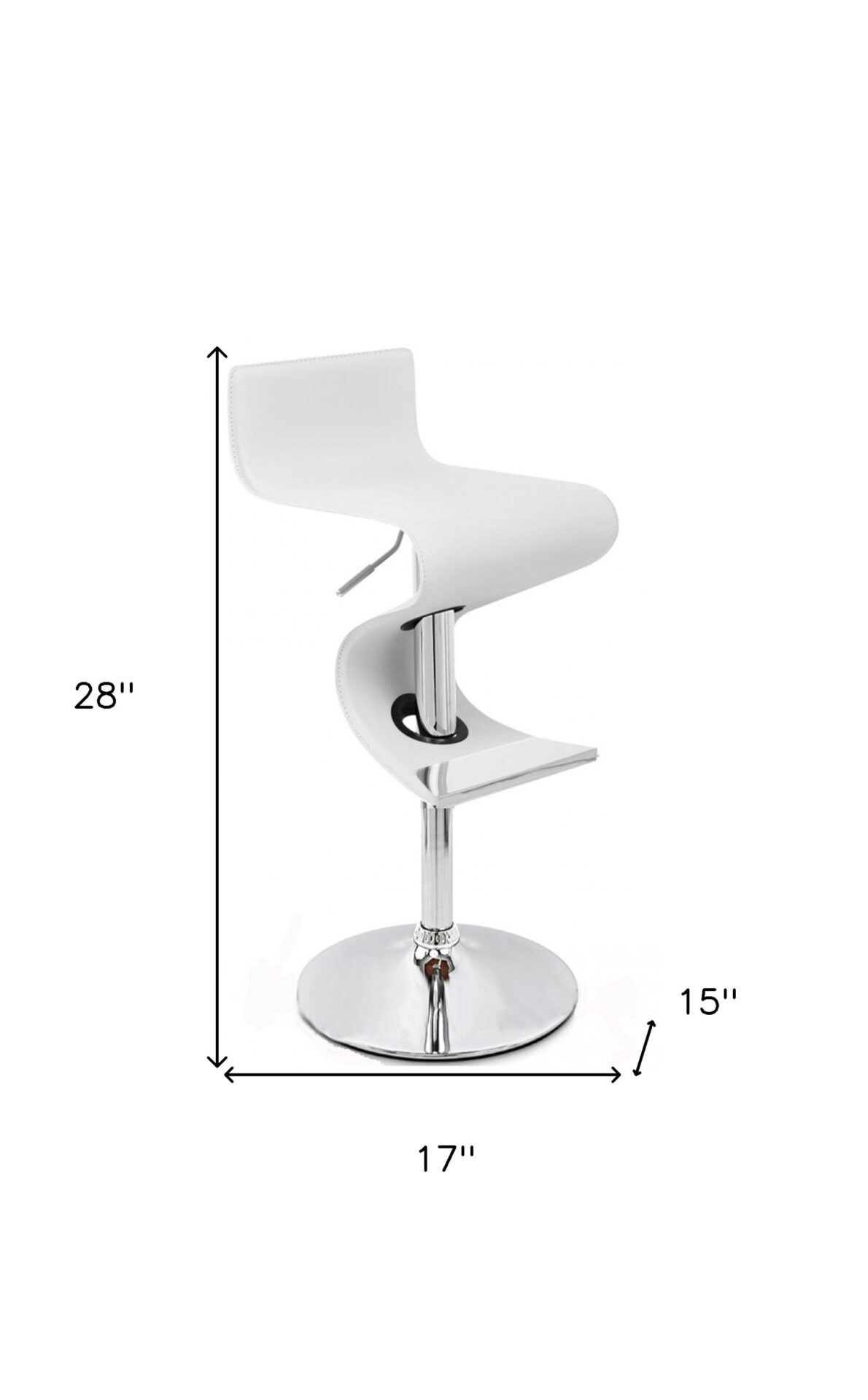 28 Inch White Faux Leather Modern Adjustable Height Bar Stool 5 28 Inch White Faux Leather Modern Adjustable Height Bar Stool - Image 5
