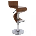 28-Inch Modern Brown And Silver Adjustable Faux Leather Bar Stool